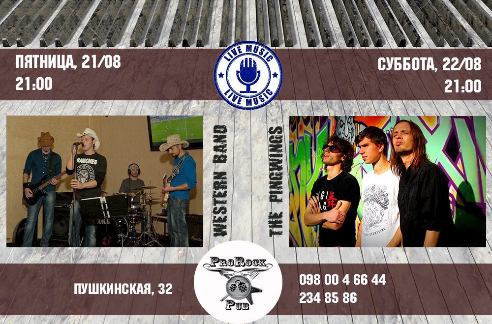 21-22 августа: WesternBand и ThePingWings в ProRock Pub